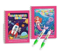 Exbrith 2 Pièces Livre magique réutilisable, Livre de Coloriage a L’Eau, Set de livres de coloriage magiques, Livre de coloriage à l'eau pour enfants avec 2 Stylos à Eau, pour Enfants Filles Garçons