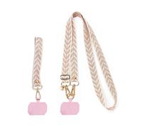 Exburanty 2 Pièces Chaîne de téléphone universelle, Cordon Téléphone Portable Universelle, Lanière pour suspendre réglable transversale avec 2 Patchs, Adaptée à la Plupart des Smartphones, Rose