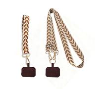 Exburanty 2 Pièces Chaîne de téléphone universelle, Cordon Téléphone Portable Universelle, Lanière pour suspendre réglable transversale avec 2 Patchs, Adaptée à la Plupart des Smartphones, Marron