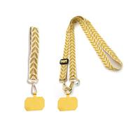 Exburanty 2 Pièces Chaîne de téléphone universelle, Cordon Téléphone Portable Universelle, Lanière pour suspendre réglable transversale avec 2 Patchs, Adaptée à la Plupart des Smartphones, Jaune