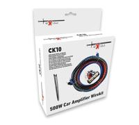 Excalibur CK10 10 mm² Kit de Câbles Amplificateur Voiture Auto Montage | 500W, 10 mm² cuivre, câbles 5m alimentation, RCA et remote, porte-fusible Mini-ANL 60A/80A, 6 cosses, 12V/24V, kit complet