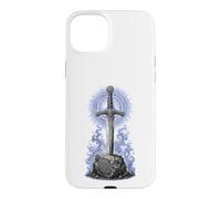 Excalibur Épée en Pierre Légende arthurienne Art de Ligne sacrée Coque pour iPhone 15 Plus