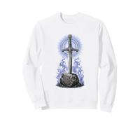 Excalibur Épée en Pierre Légende arthurienne Art de Ligne sacrée Sweatshirt