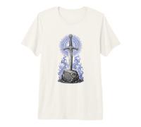 Excalibur Épée en Pierre Légende arthurienne Art de Ligne sacrée T-Shirt Haut de Gamme