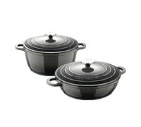 Excalibur Jeu de casseroles de Ø20 cm - 2,4 l et casserole basse de Ø24 cm - 2,3 l en fonte d'aluminium Gris Bergner