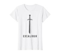 Excalibur L'épée légendaire dans la Pierre du Roi Arthur T-Shirt Graphique avec Valeur, Femme, Blanc, M