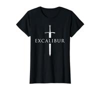Excalibur L'épée légendaire dans la Pierre du Roi Arthur T-Shirt Graphique avec Valeur, Femme, Noir, S