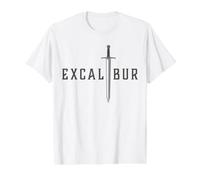 Excalibur L'épée légendaire dans la Pierre du Roi Arthur T-Shirt Graphique avec Valeur, Homme, Blanc, L