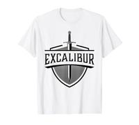 Excalibur L'épée légendaire dans la Pierre du Roi Arthur T-Shirt Graphique avec Valeur, Homme, Blanc, M