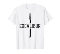Excalibur L'épée légendaire dans la Pierre du Roi Arthur T-Shirt Graphique avec Valeur, Homme, Blanc, S