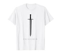 Excalibur L'épée légendaire dans la Pierre du Roi Arthur T-Shirt Graphique avec Valeur, Homme, Blanc, XL