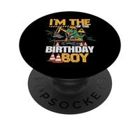 Excavateur d'équipage I'm The Birthday Boy Party T-Rex Boys PopSockets PopGrip Adhésif