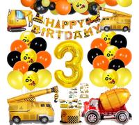 Excavatrice Anniversaire Décoration Excavatrice Décoration Anniversaire Enfant 3 pour chantier Anniversaire Enfants Décoration Excavatrice Ballons de Camion Excavatrice