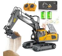 Excavatrice Pelle Télécommandée pour Enfants - Jouets RC pour Enfants, Véhicule de Sable, Télécommandée en Métal, Lumière et Effets sonores, Rotation à 680°, Cadeaux pour Garçons de 4 5 6 7 8 9 10 11