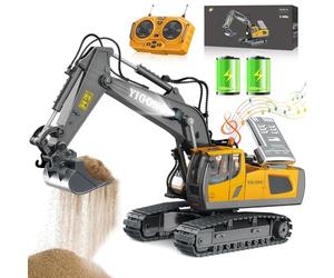 Excavatrice Pelle Télécommandée pour Enfants - Jouets RC pour Enfants, Véhicule de Sable, Télécommandée en Métal, Lumière et Effets sonores, Rotation à 680°, Cadeaux pour Garçons de 4 5 6 7 8 9 10 11