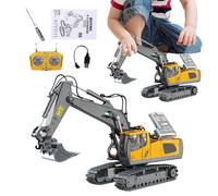 Excavatrice télécommandée : jouets pour tracteurs, pelles RC, camion de construction, pelleteuse RC, véhicules de construction de 11,81 x 4,13 x 7,87 pouces avec lumières et sons | Pour enfants de 3