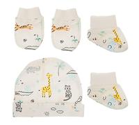 EXCEART 1 Jeu Bonnet Moufle Naissance Bio Pour Bébé Anti-rayures Pour Bébés Mitaines Anti-rayures Nouveau-né Coton Petite Fille Hiver Chaussette De Cheville