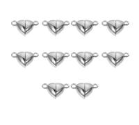 EXCEART 10 Pcs Acier Inoxydable Magnétique Fermoirs Coeur Magnétique Bracelet Fermoir Et Fermeture Convertisseur pour Bricolage en Cuir Bracelet Collier Fabrication de Bijoux, Argent, 2X1.5X0.8CM