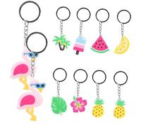 EXCEART 10 Pièces Hawaii Pvc Porte-clés Forêt Tropicale Feuille De Palmier Porte-clés Pvc Colle Accessoires Pendentif (style Aléatoire) 10 Pièces Suspendu Pendentif Auto Charme