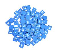 EXCEART 100 Pcs Bois Lettre Carreaux en Bois Carreaux A-Z Majuscules pour Artisanat Pendentifs Orthographe Bleu