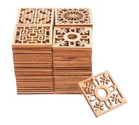EXCEART 100 pièces carrés creux : décorations en bois brut non peintes pour projets artistiques, décoration d’angle pour portes, armoires et maison