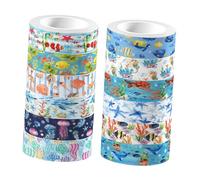 EXCEART 12rouleaux Ruban Washi Vie Transparent Rubans Adhésifs Décoratifs Pour Scrapbooking Journaux Et Loisirs Créatifs Avec Motifs Animaux Sous-marins