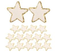EXCEART 16 Pièces Lot de Patchs Étoile Adhésifs Blancs avec Bordure Sequins Dorés Appliques Brodées Cinq Branches pour Vêtements Sacs Chapeaux et Décorations Faciles à Coller sans Couture