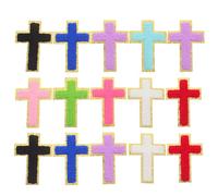EXCEART 18 Pcs Écussons Thermocollants Croix Vintage en Polyester pour Décoration Facile de Vestes et Paquet à Dos, Patchs Brodés Rétro pour Couture Créative et Réparation Solide Style