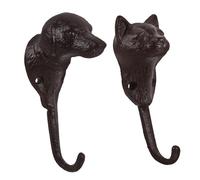 EXCEART 2 Pièces Crochet Mural Tête Chien Chat en Fonte, Décor Vintage | Résistant à L’usure la Casse, Finition Café, pour Chapeaux et Serviettes, Cuisines, Hôtels