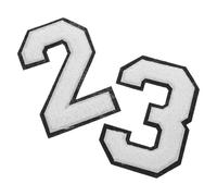 EXCEART 2 Pièces Écussons Brodés Numérotés en Chenille Blanche, Patchs Thermocollants Faciles à Repasser pour Uniformes D'équipe et Paquet, Décoration Créative pour Occasions Sportives