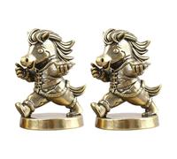 EXCEART 2 Pièces Figurine de Cheval en Laiton Rétro Doré Feng Shui | Statue Miniature Légère et Portable, Ornement Vintage pour Collectionneurs, Présent Nouvel An Chinois