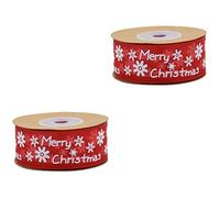 EXCEART 2rouleaux Ruban De Noël Avec Motifs Flocons Et Joyeux Noël Accessoire De Décoration Festive Pour Fêtes Et Pour Et Créations Artisanales Couleur Rouge
