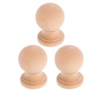 EXCEART 3 Pièces Fleurons Sculptés en Bois Brut, Boule Ronde Décorative | Finition Beige, Surface Lisse Non Peinte, Détails Sculptés, pour Rampes de Porche et Bouts de Banister