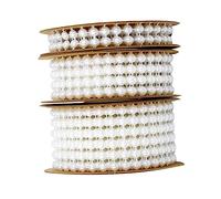 EXCEART 3 Rouleaux Ruban Guirlande De Perles Demi-rondes En Coton Imitation Alignements Pour Décoration Mariage Fête Et Artisanat Blanc