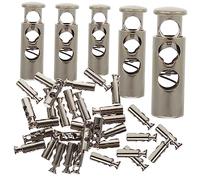 EXCEART 30pièces Verrous De Cordon à Ressort Double Bloque-Cordons Pratiques pour Vêtements Lacets Sacs Et Accessoires DIY Remplacements Robustes Alliage Zinc