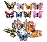 EXCEART 36 Pièces Stickers Muraux Papillon 3d Réaliste à Double Couche en Plastique Lumineux pour Décoration Intérieure Chambre et Fête Autocollants Auto-adhésifs Faciles à Installer