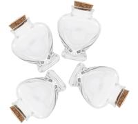 EXCEART 4 Bocaux Cœur en Verre Clair avec Bouchon de Liège, 160ml | Décoration de Table, Coffret Présent, Lot de 4 Pièces, pour Coquillages et Matériaux de Loisirs Créatifs