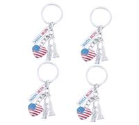 EXCEART 4 Pcs Porte-Clés Du Jour De L'Indépendance Décor En Métal Drapeaux Américains Porte-Clés De À Pendentifs Élégants Porte-Clés New York Porte-Clés Patriotiques Pendentifs De