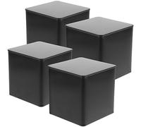 EXCEART 4 Pièces Ensemble De Thé Et D'étain En Métal Boîtes Carrées Hermétiques Avec Couvercles Conteneurs Pour Café Thé En Vrac Bonbons Assaisonnement Stockage Noir