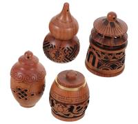 EXCEART 4pcs Pendentifs en Bois Diffuseurs Parfum Essentiel Sculptés à Main Motifs Chinois Légers pour Voiture et Bureau