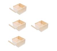 EXCEART 4pièces Boîte De Rangement Bois Non Avec Couvercle Transparent Coffre À Bijoux Décoratif Pour Organiser Vos Objets Précieux