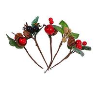 EXCEART 5 Pièces Pommes de Pin sur Piques Décoration de Noël Pin Artificielle avec Fausses Baies