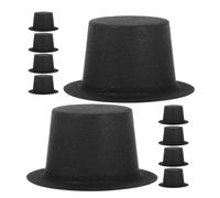 EXCEART 50 Mini Chapeaux Haut de Forme Noirs en Pvc Flocage, Décoration de Noël Facile à Nettoyer pour Bonhommes de Neige et Poupées, pour Fêtes en Famille