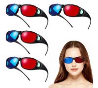 EXCEART 5pièces Lot de Lunettes Rouges et Bleues Légères Plastique Confortables pour Films et TV à Domicile Expérience Immersive Réaliste