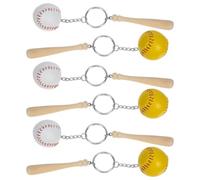 EXCEART 6 Pièces Porte-clés Batte de Baseball en Bois Léger avec Cuir et Alliage, Décoration Suspendue pour Paquet, Rangement Pratique pour Amateurs de Baseball