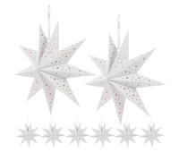 EXCEART 8 Pièces Abat-jour Étoile en Papier Blanc Neuf Branches pour Décoration de Mariage et Fêtes, Lampe Origami Suspendue Éclairage Chaleureux et Installation Facile