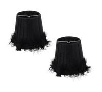 EXCEART Abat-jour Plume en Tissu Noir pour Lampe de Table et Lampadaire, Design Simple et Délicat, Lot de 2 Pièces pour Chambre à Coucher