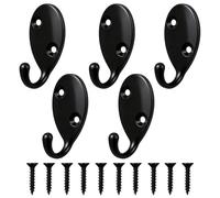 EXCEART Alliage Crochet Mural Robuste 5 Pièces, Noir, Fixation par Vis | Crochets Simples et 10 Vis, Usage Salle de Bains Cuisine, Anti-chute