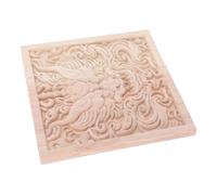 EXCEART Appliqué Mural Chinois en Bois Vintage, 15x15cm, Khaki | Texture Naturelle Non Peinte, Micro-adhésif Intégré, pour Panneaux de Bibliothèque et Meubles