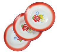 EXCEART Assiettes Émaillées Rétro Rondes 3pcs en Émail pour Service de Plats, pour Thé de L'après-midi ou Repas Traditionnels Plusieurs styles